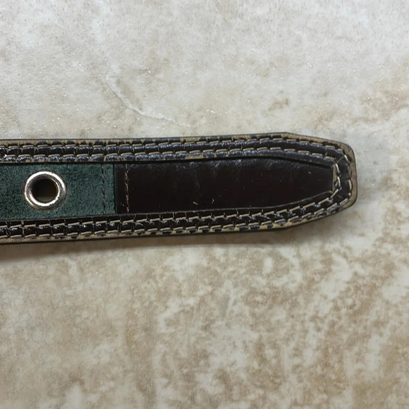 Fossil Women’s Belt Patchwork Color Block Genuine Leather Silver Buckle Size M - Picture 14 of 16